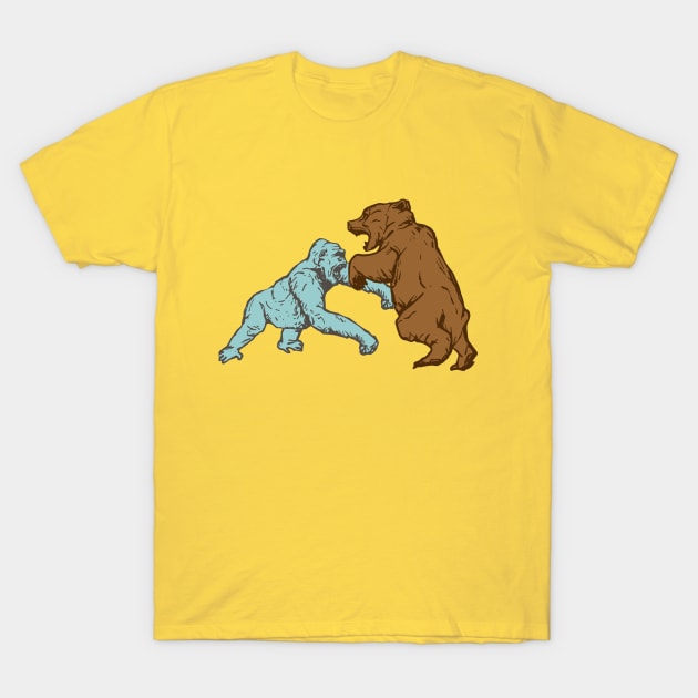 Gorilla versus Grizzly T-Shirt by danielwheeler